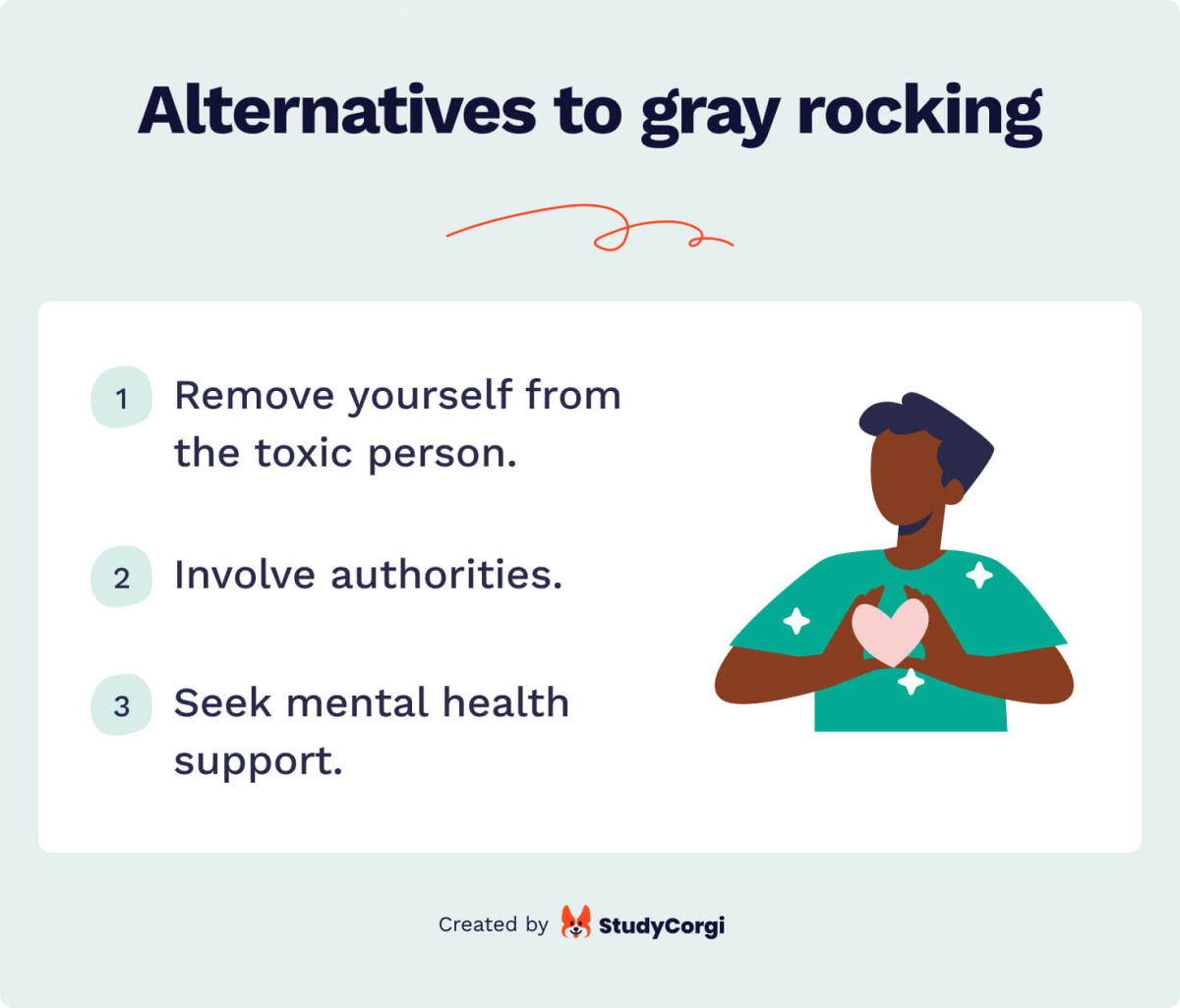 The picture enumerates alternatives to using the gray rock technique. 