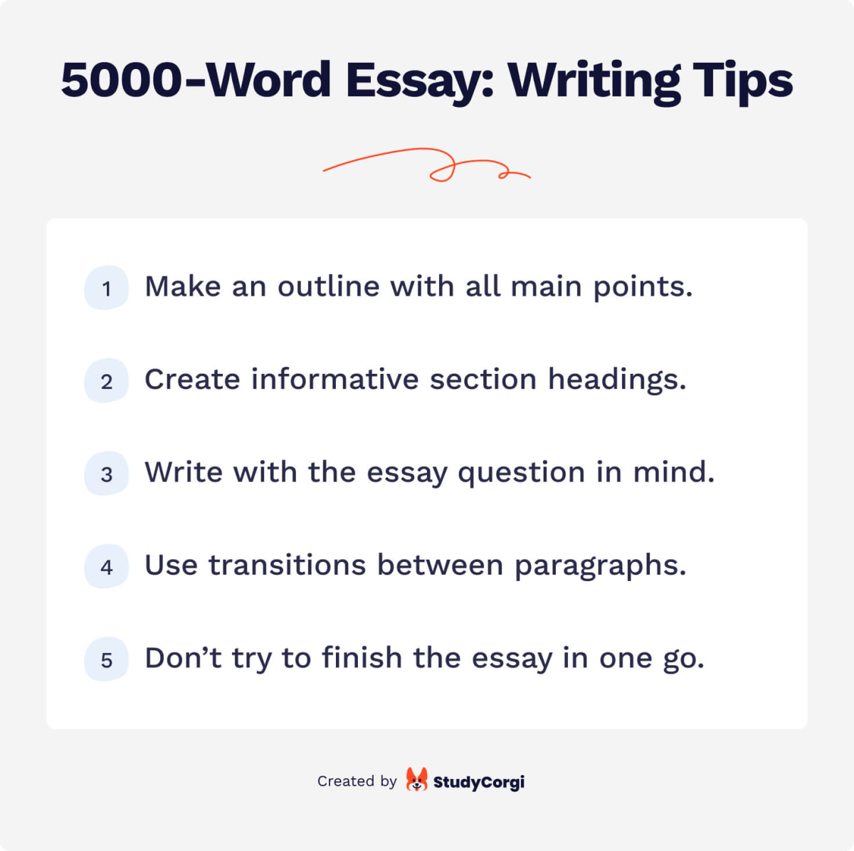 This image shows writing tips for a 5000-word essay.