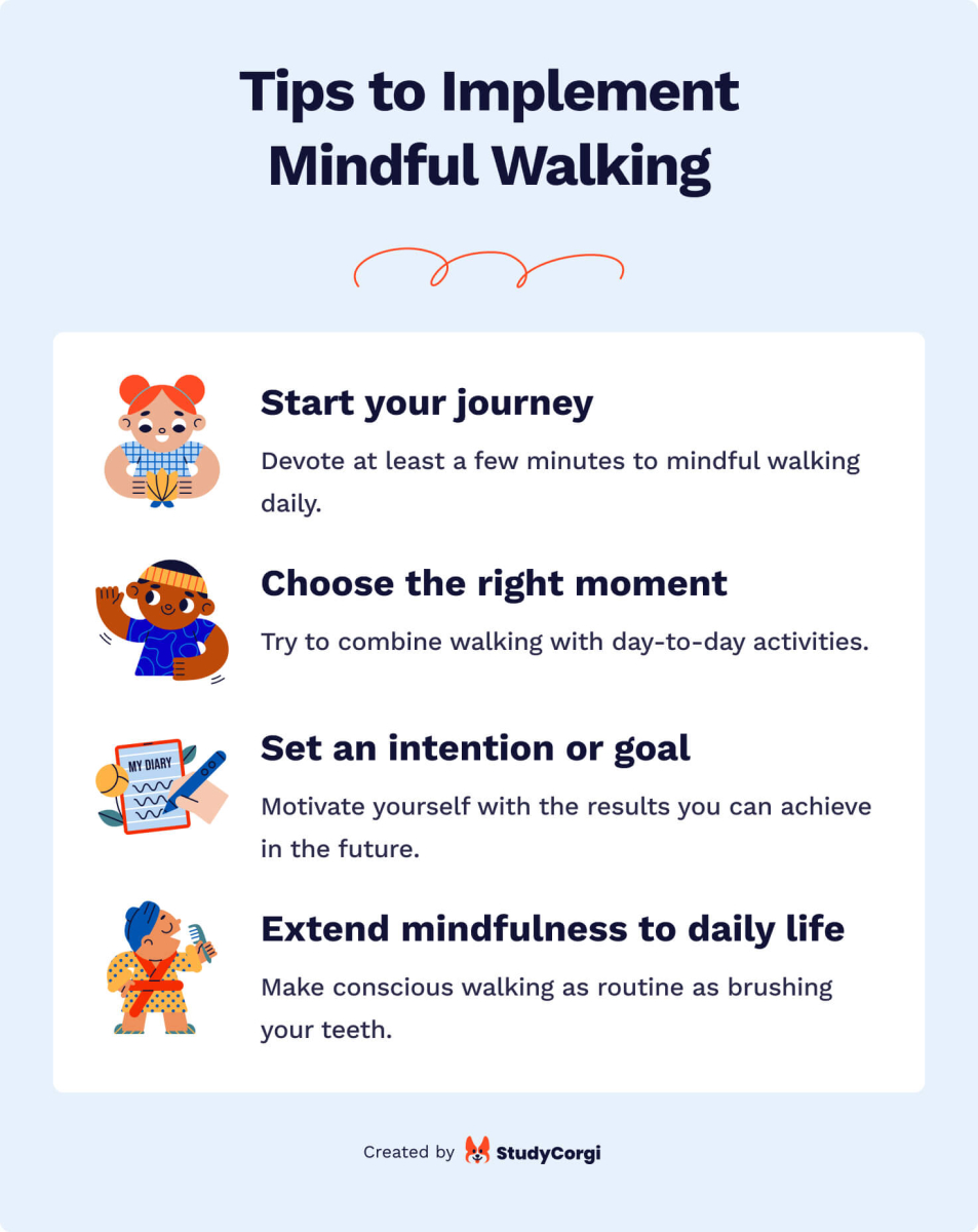 The helpful tips for implementing mindful walking into your everyday life.