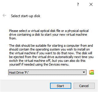 Select start-up disk