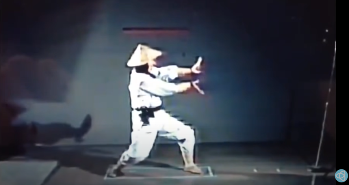An actor performing Raiden’s moves on camera for consequent digitization of sprites 