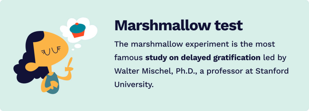 The picture explains the main idea behind the marshmallow test.