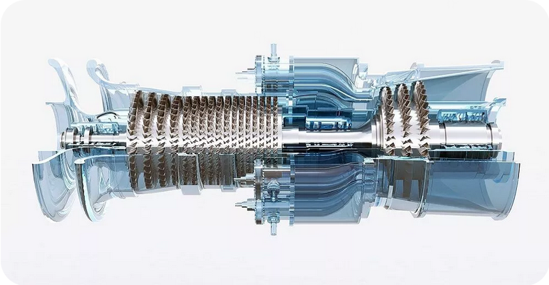 An assembled gas turbine