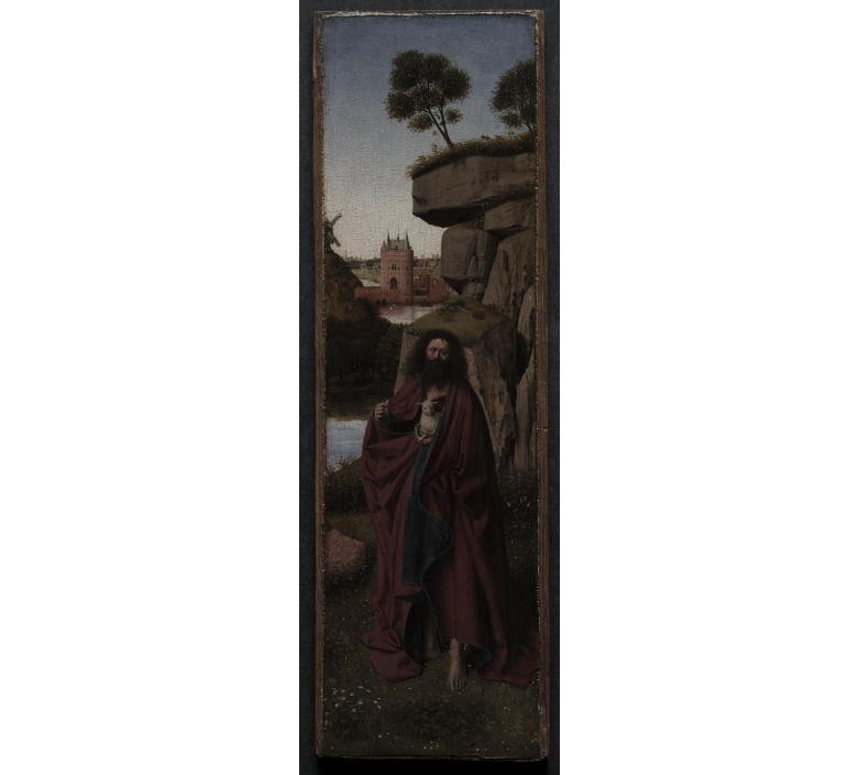 Saint John the Baptist in a Landscape, c. 1445, by Petrus Christus