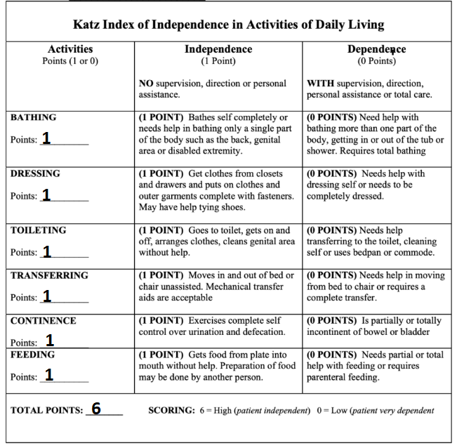 Katz Index of Activities of Daily Living