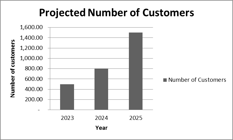 Projected number of customers over the three-year time-zone