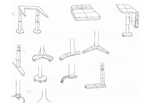 the sketches for the support system for the table