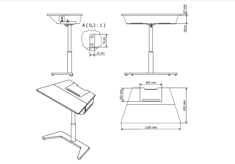 the orthographic views of the desk