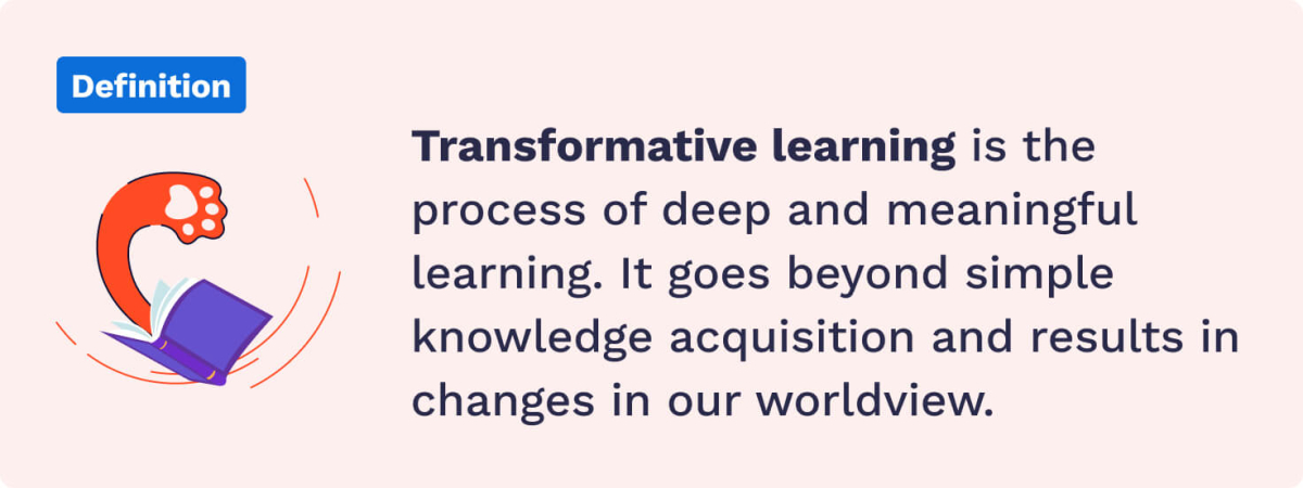 This image shows the definition of transformative learning.