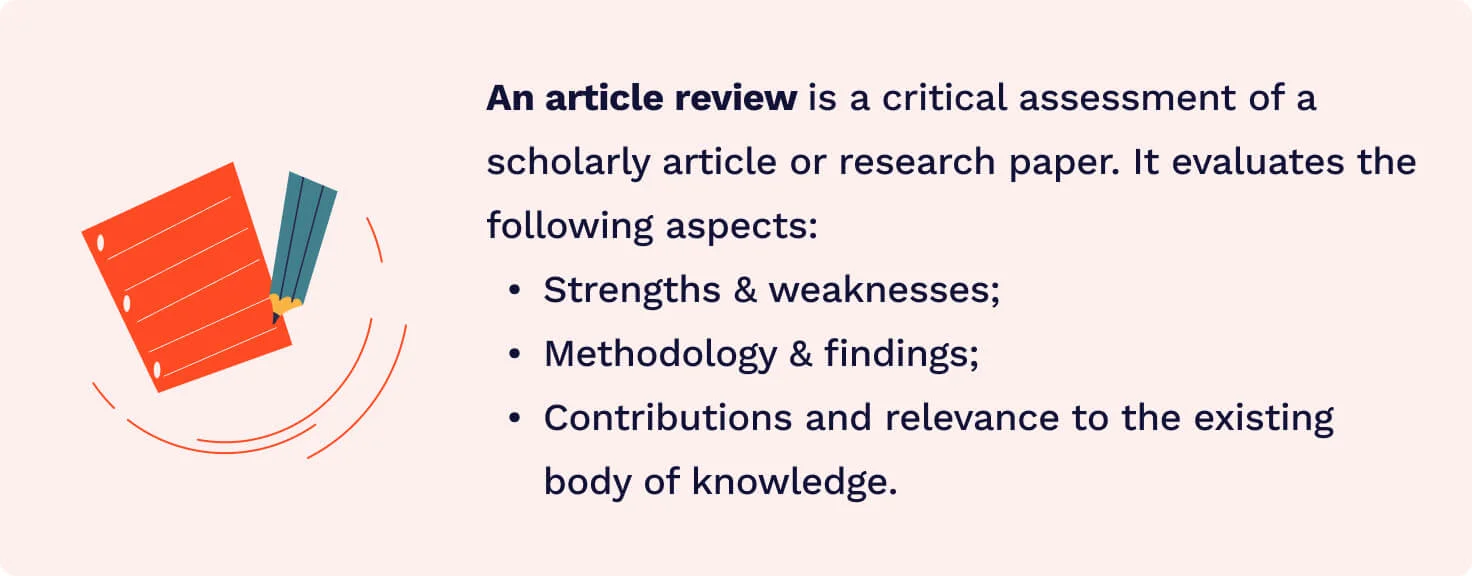 The picture gives a simple definition of an article review.