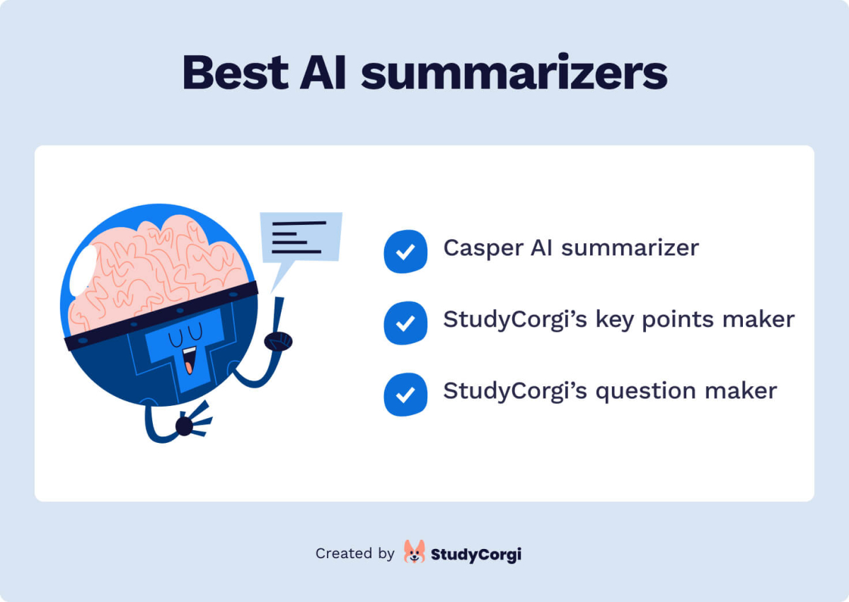 The picture lists the best AI summarizers.