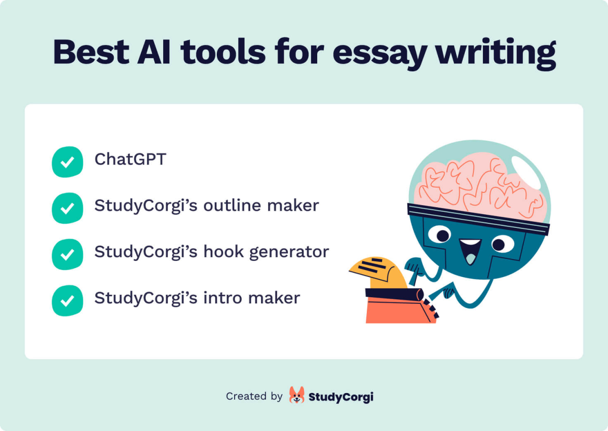 The picture lists the best AI tools for essay writing.