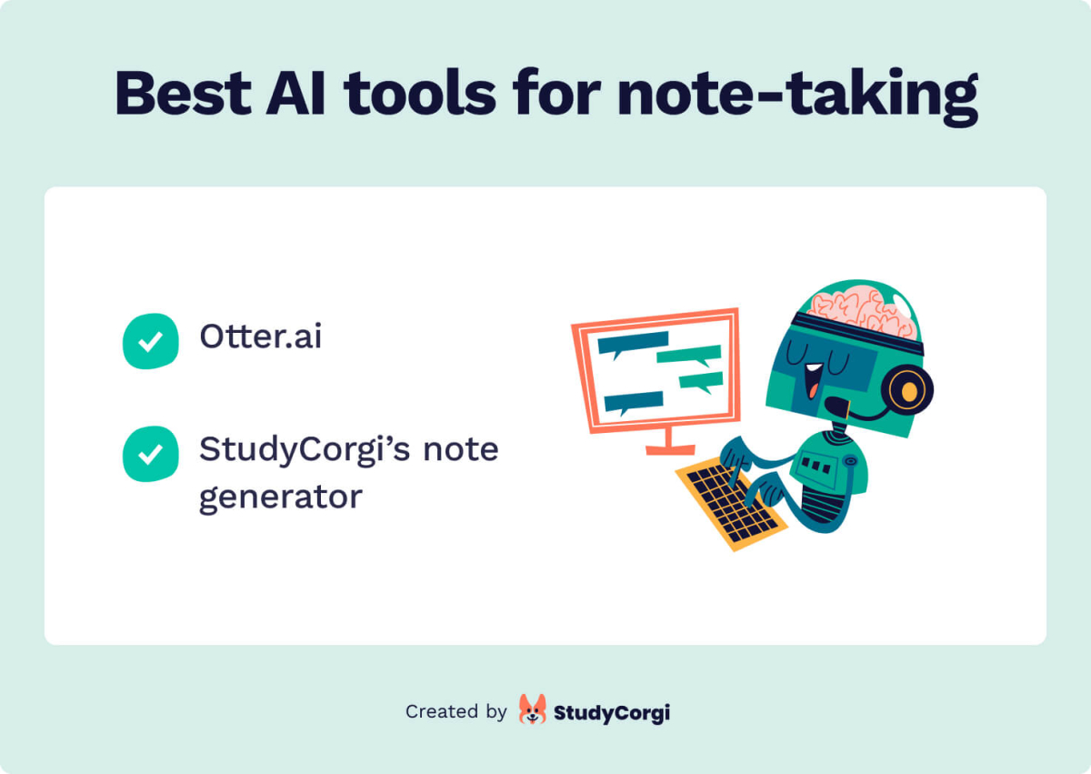 The picture lists the best AI tools for note-taking.