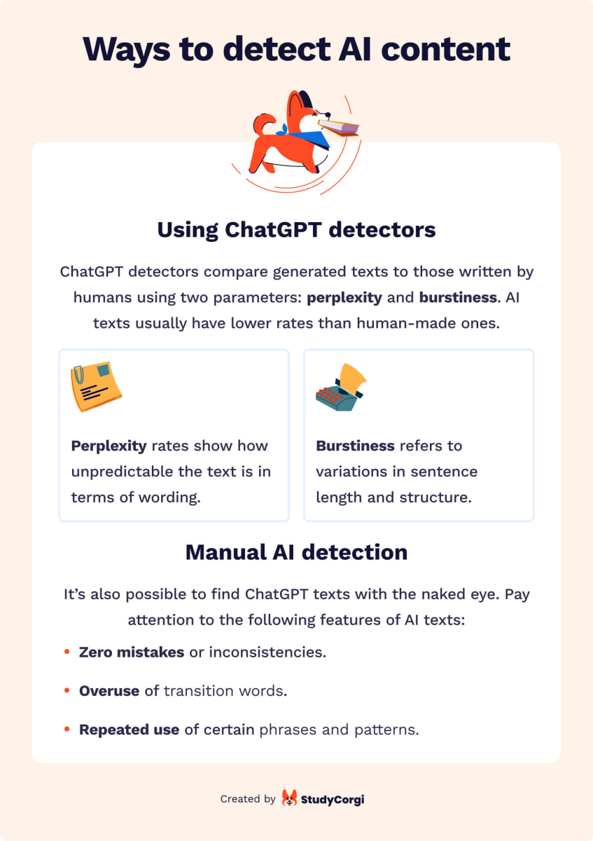 Ways to detect AI content: using AI detectors and manual AI detection.