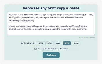 The picture illustrates the first two steps of using the paper rephraser.