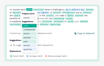 The picture illustrates the third and the fourth steps of using the essay reworder.