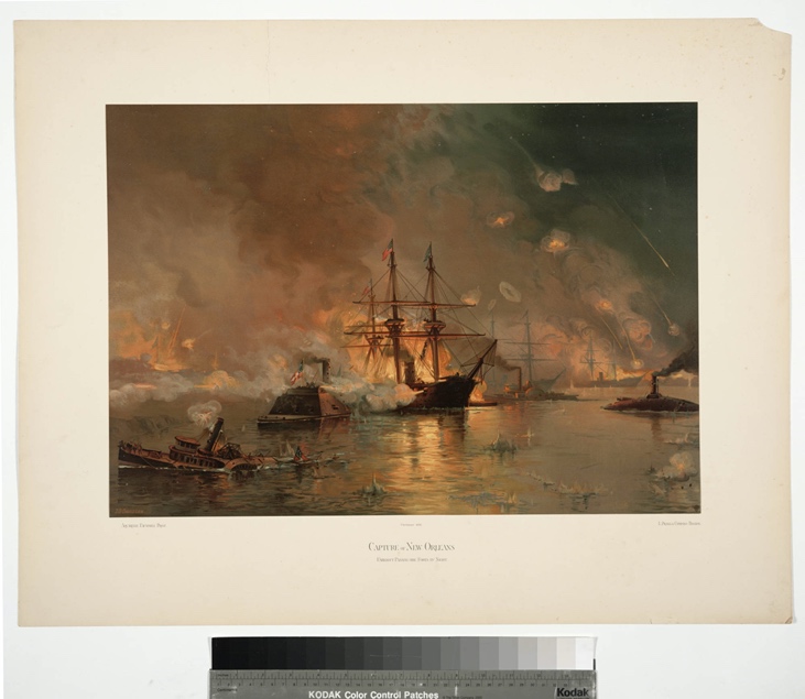 Capture of New Orleans, Farragut Passing the Forts by Night by Julian Oliver Davidson