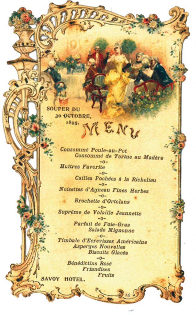 Royal banquet menu