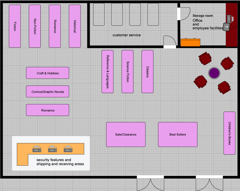 the floor plan for Sarah's Book Nook