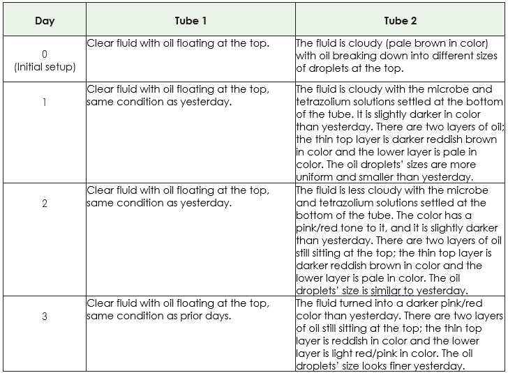 Tubes 1 and 2 Observations