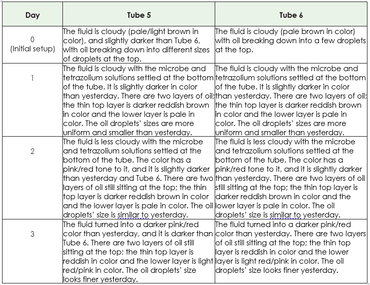 Tubes 5 and 6 Observations