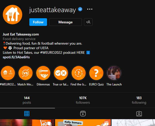 Just Eat Instagram Account