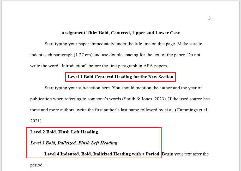 APA headings template.