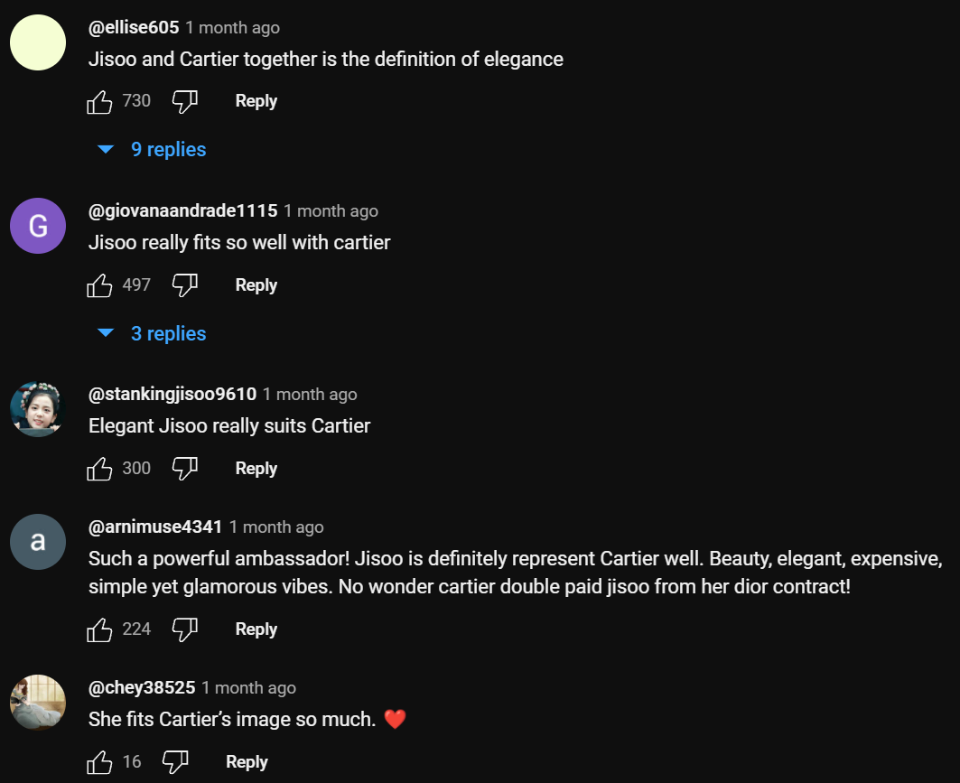 Comments on the Video with JISOO