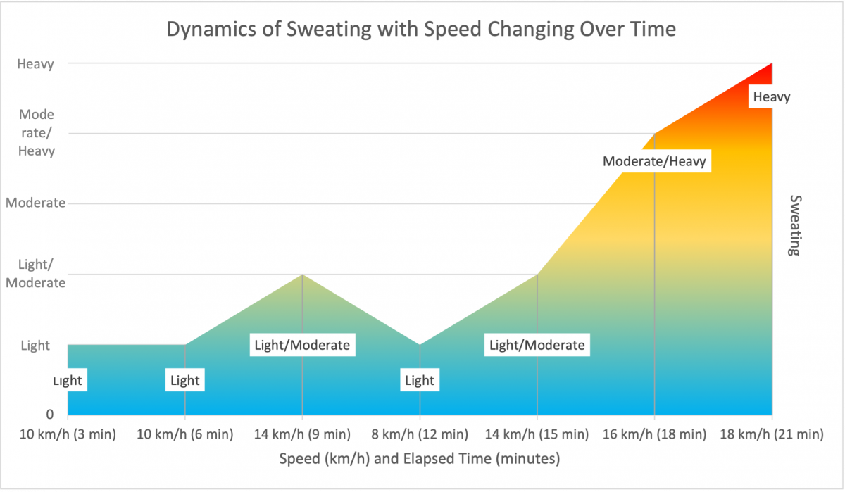 Dynamics of Sweating with Speed Changing Over Time