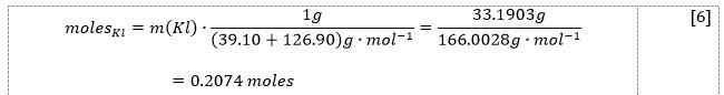 the number of moles of potassium iodide