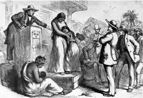 Slave auction in America.