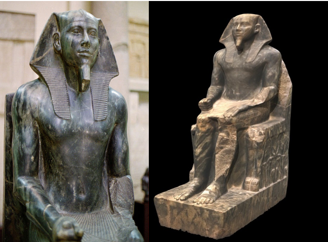 The seated statue of Pharaoh Khafre.
