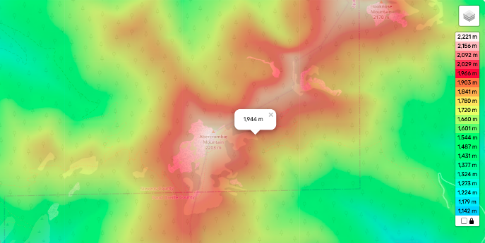 Map showing the topography of the Abercrombie, NSW catchment.