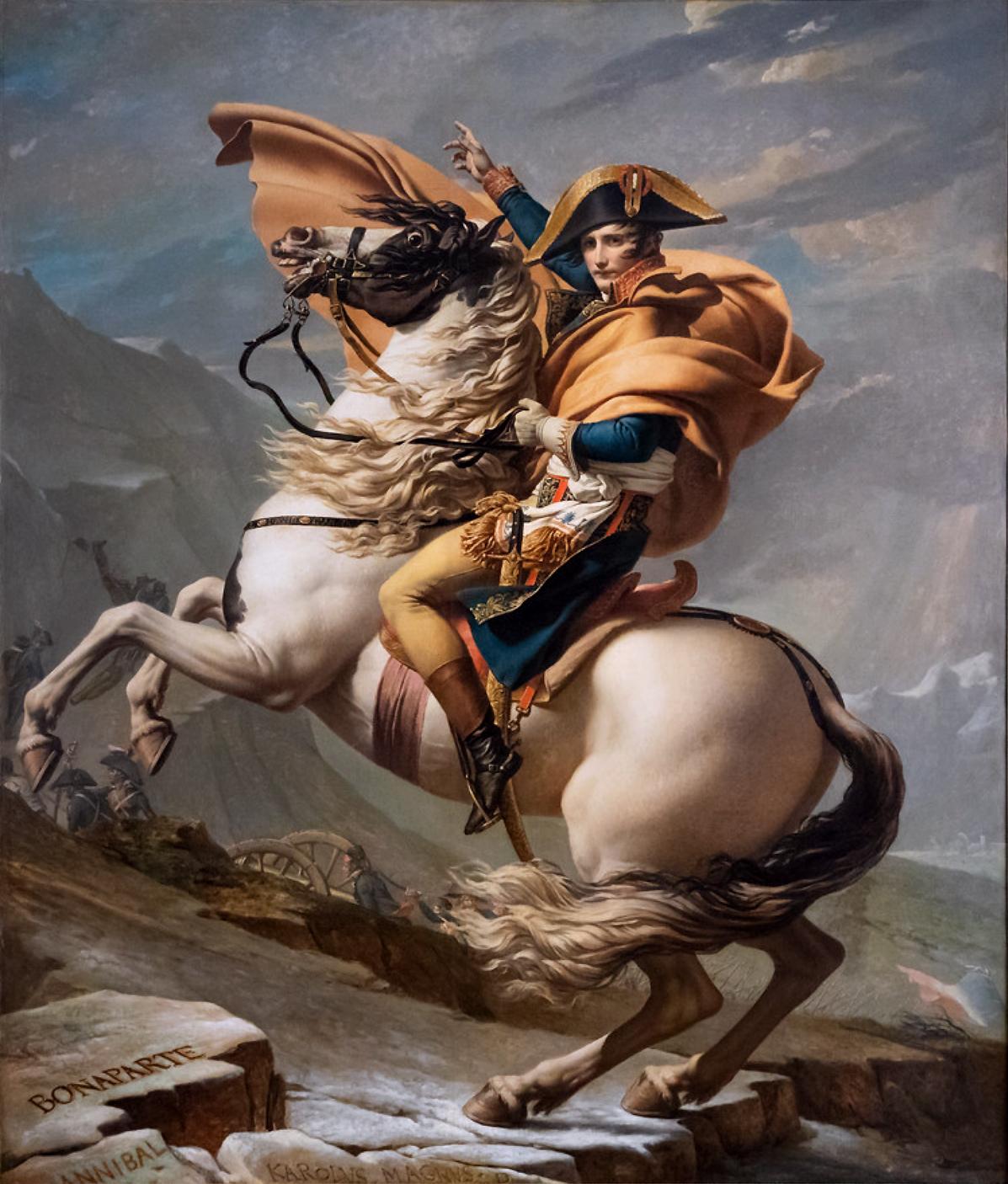Jacques-Louis David, Napoleon Crossing the Alps or Bonaparte at the St Bernard Pass.