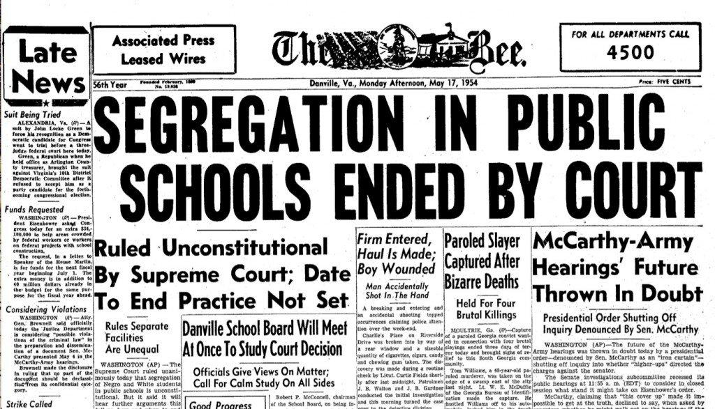 Impact of Brown v. Education Board 1954.