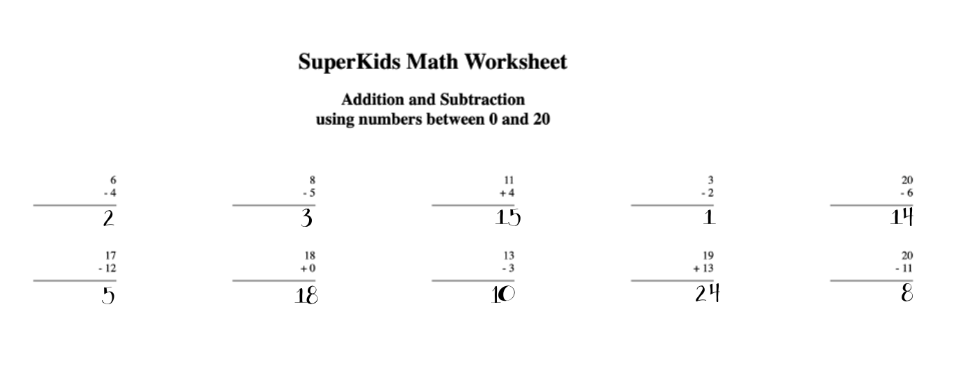 Super Kids Math Worksheet.