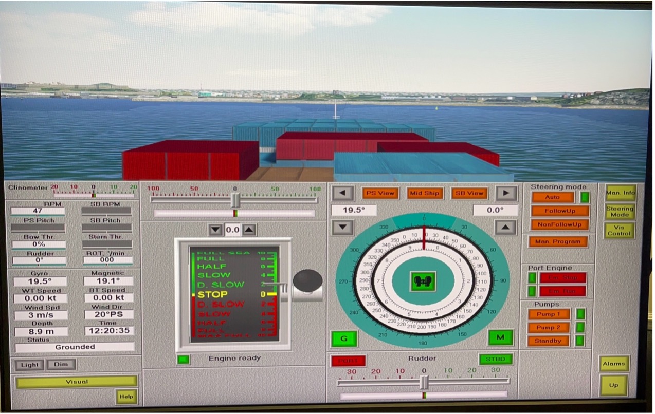 The Bridge When the Ship Run Aground Simulation.