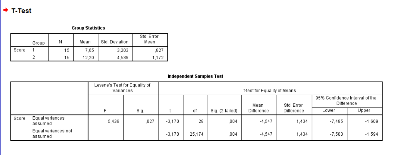 SPSS Output.