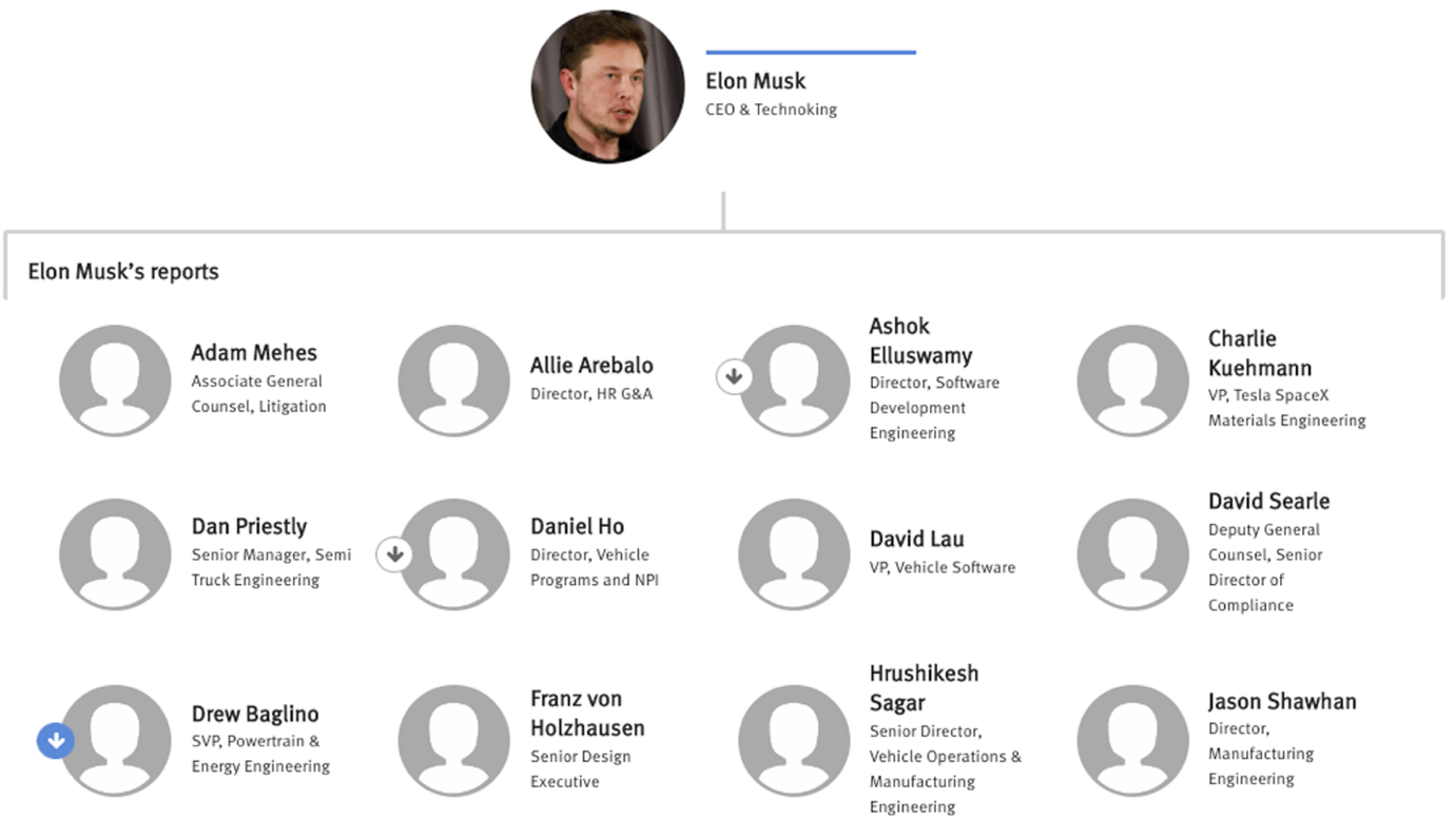 Tesla's organizational chart.