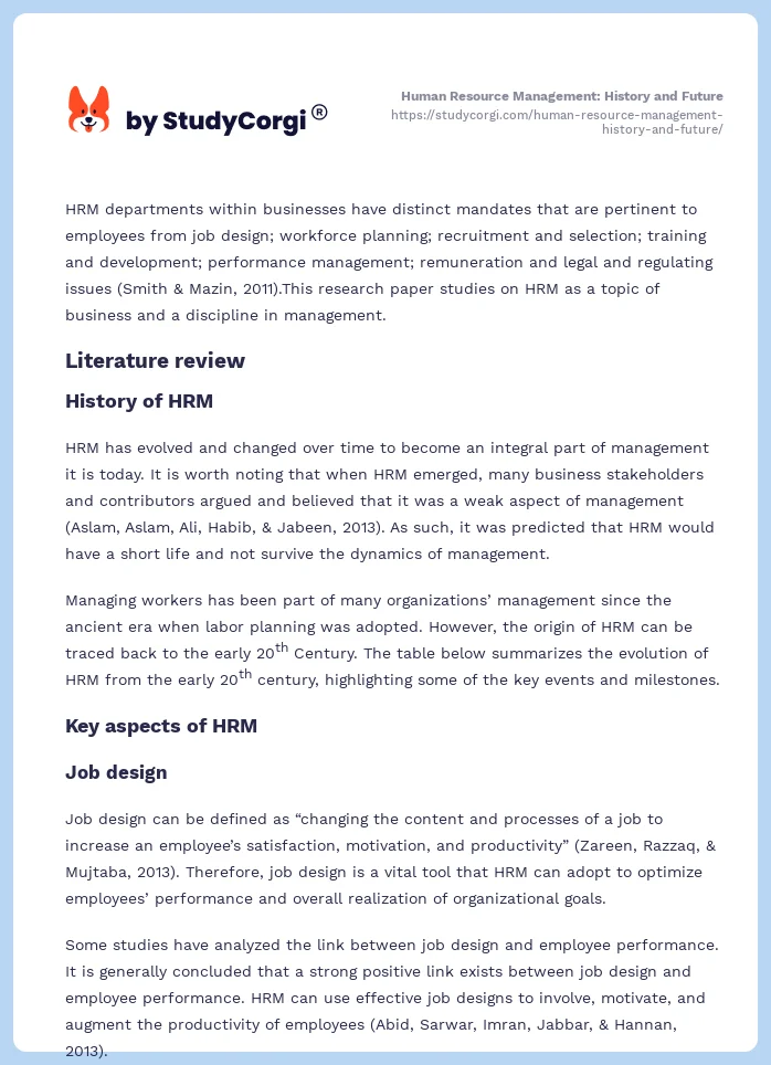 Human Resource Management: History and Future. Page 2