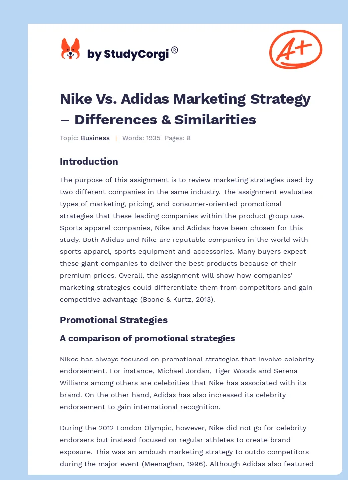 Nike Vs. Adidas Marketing Strategy