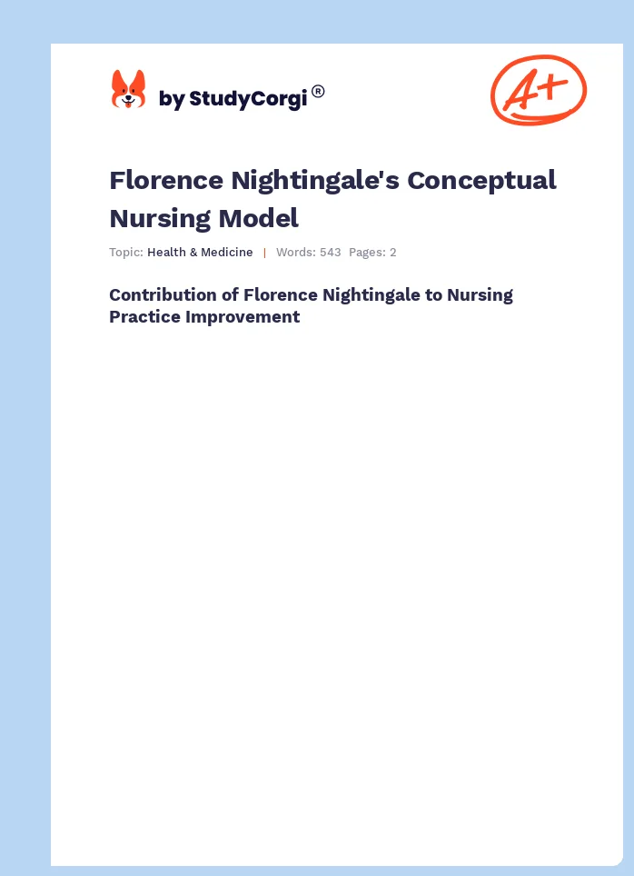 Florence Nightingale's Conceptual Nursing Model. Page 1