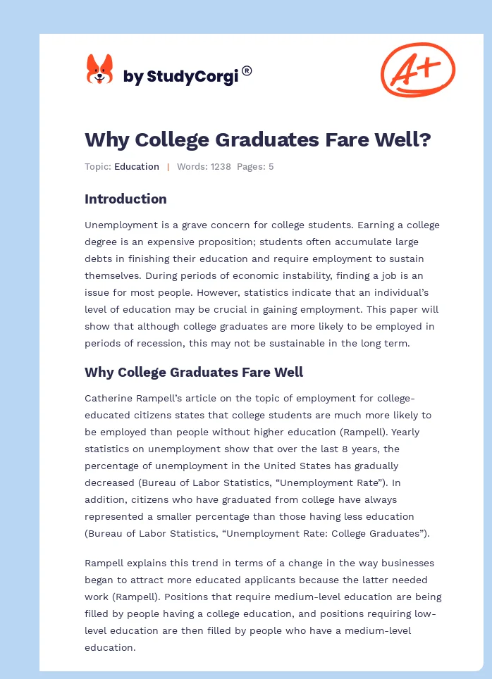 Why College Graduates Fare Well?. Page 1