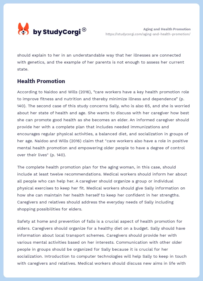 Aging and Health Promotion. Page 2
