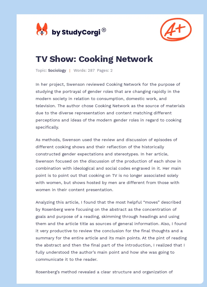 TV Show: Cooking Network. Page 1