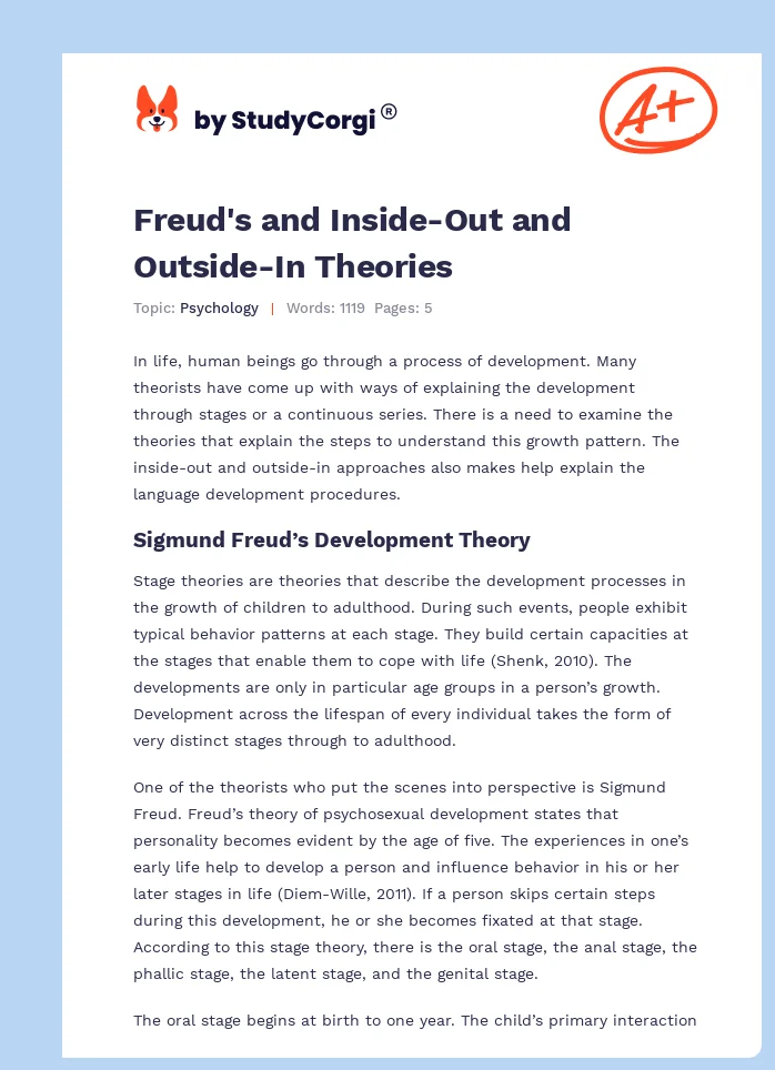 Freud's and Inside-Out and Outside-In Theories. Page 1
