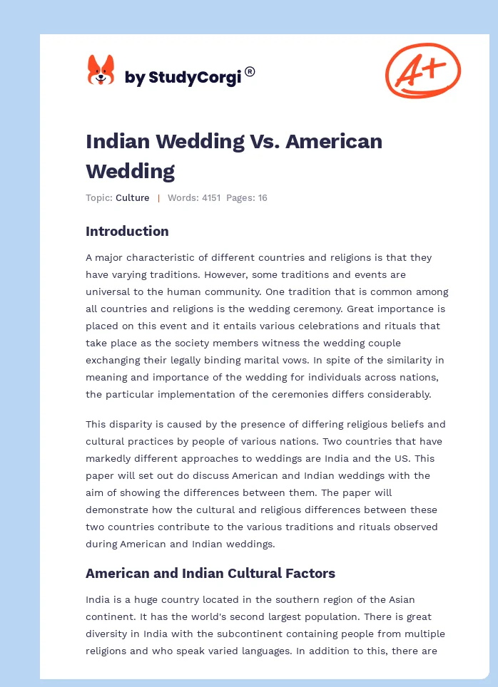 Indian Wedding Vs. American Wedding. Page 1
