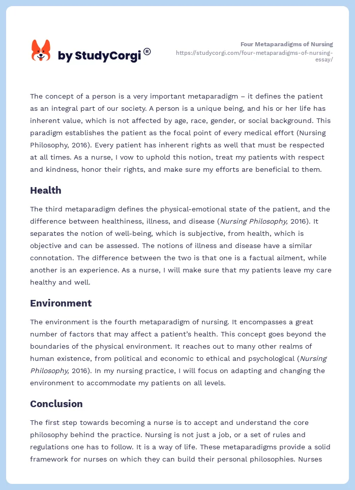 Four Metaparadigms of Nursing. Page 2
