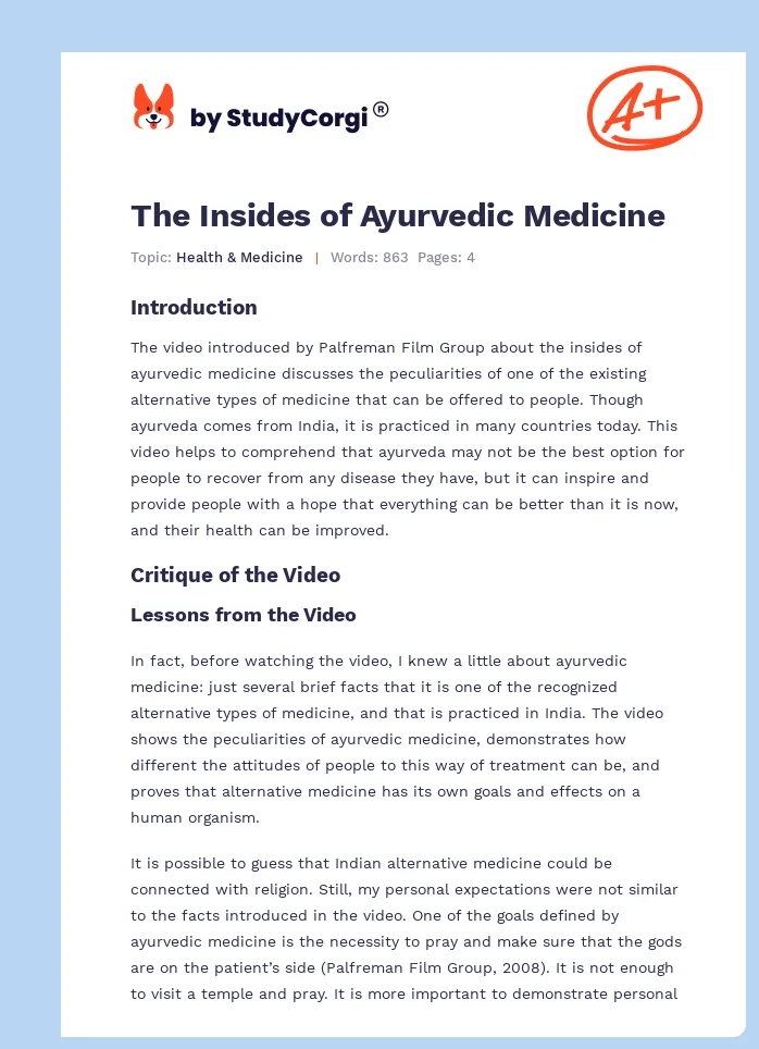 The Insides of Ayurvedic Medicine. Page 1
