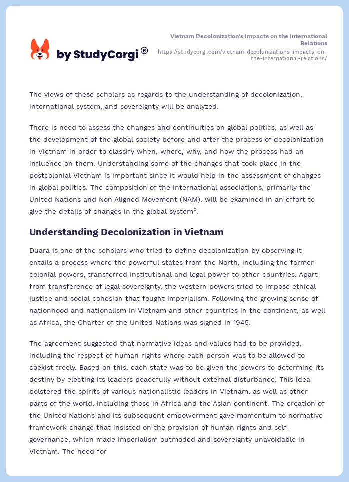 Vietnam Decolonization's Impacts on the International Relations. Page 2